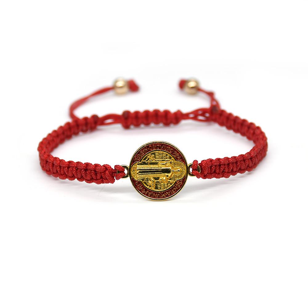 Christian Bracelet Of Saint Benedict, Red Or Black Cord Chain, Saint Benedict Cross Bracelet, Lucky Charm, Jewelry For Men And Women.