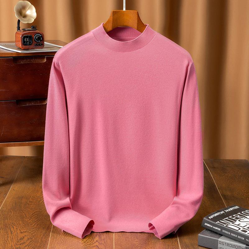 450g Fine Merino Wool Men's Half-High Neck Sweater - Autumn/Winter 2025, 16 Gauge, Machine Washable.