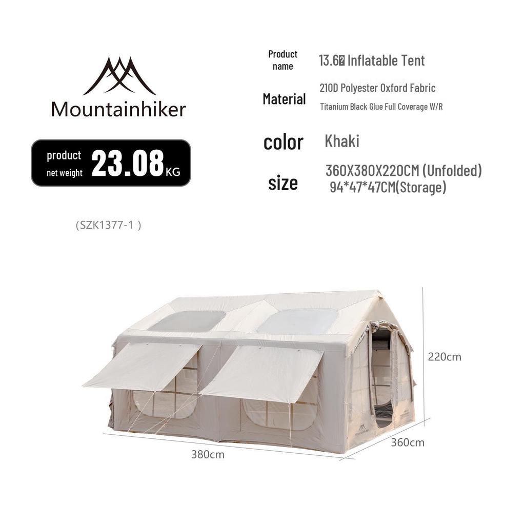Mountain Guest Inflatable Tent, 13.6 Sqm, Large Capacity, Rainproof, Multi-person Outdoor Camping Tent