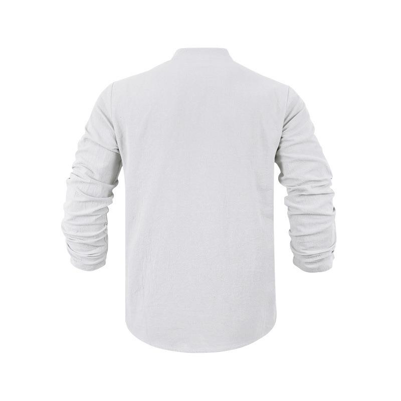 Мужская свободная рубашка-henley с V-образным вырезом и длинным рукавом.