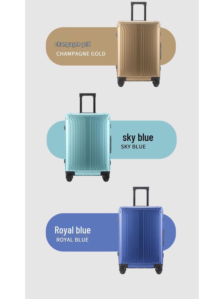 20-Inch High-End Aluminum-Magnesium Carry-On Suitcase with Combination Lock, Large 24-Inch Option Available, Unisex Design