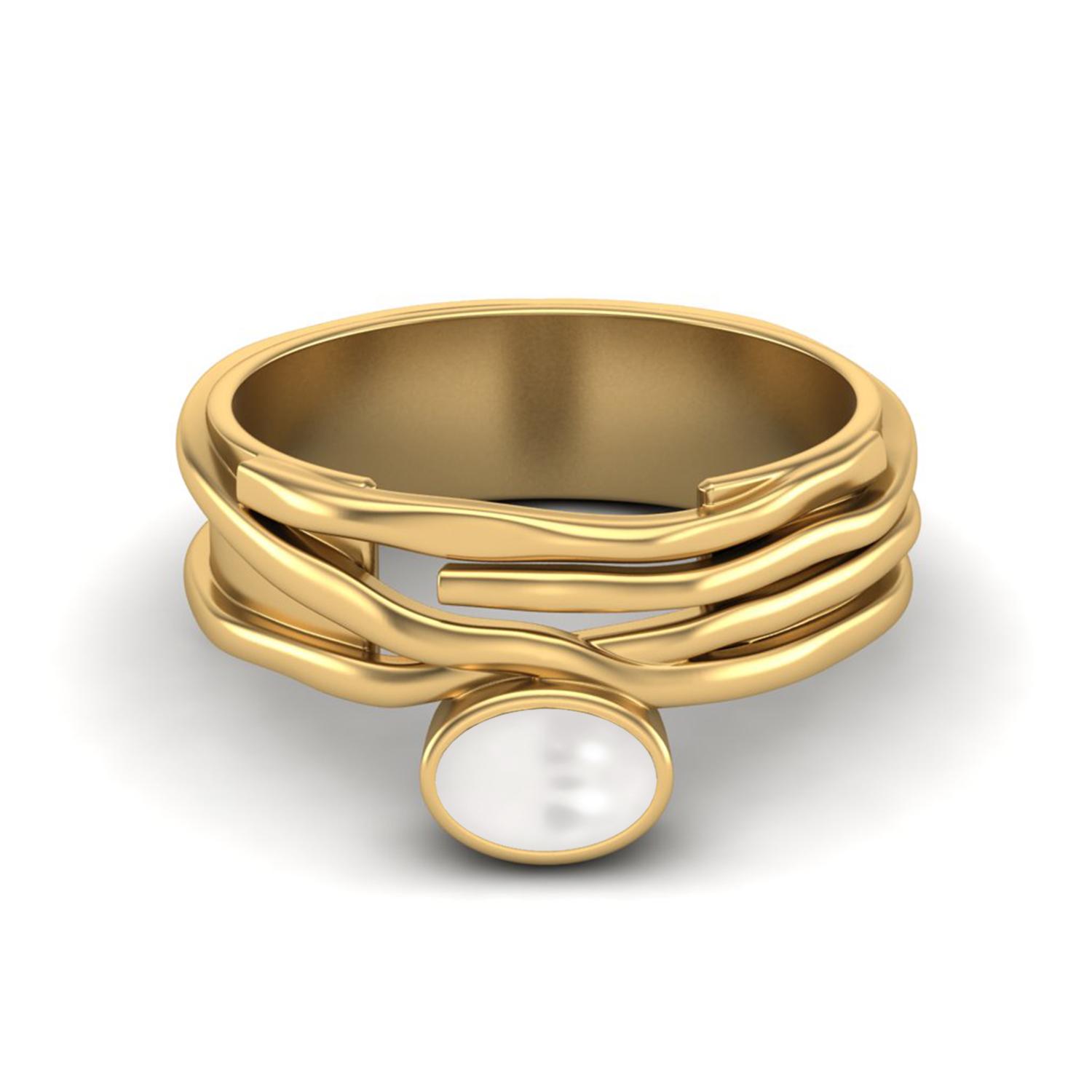 

6X4 Oval Natural Pearl 925 Sterling Silver Gold Vermeil Multi Band Women Wedding Ring 11 жёлтый