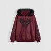 Womens Gothic Style Hooded Zip-Up Sweatshirt With Cross Wing Print Fleece Lined Collar Fall Winter Streetwear