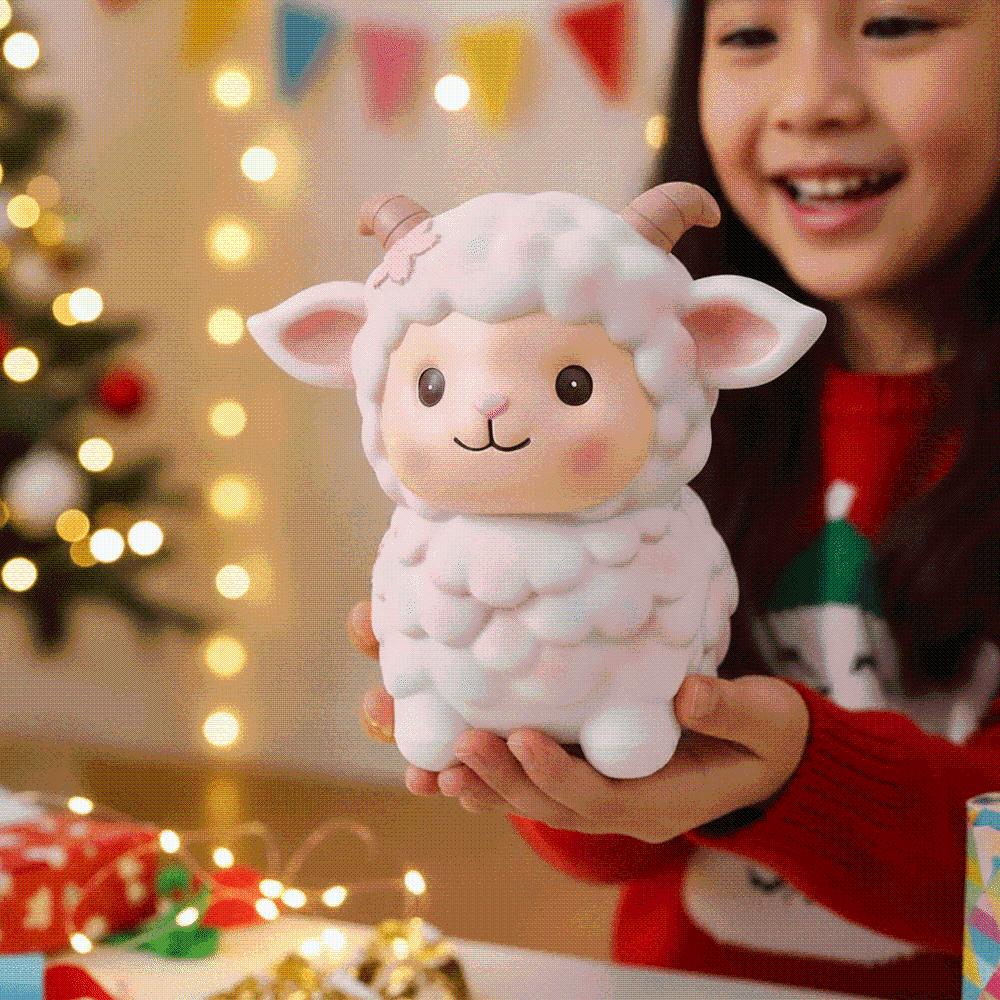 PVC Cute Sheep Bank Pastel Pink Shatterproof Piggy Banks Zodiac Lamb Coin-box Nursery Rooms