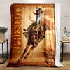 Bohemian Prescott Rodeo Cowboy Poster Yellow Plush Blanket, Durable Warm Throw for Outdoor Fun, Comfortable Throw for Daybed and Armchair