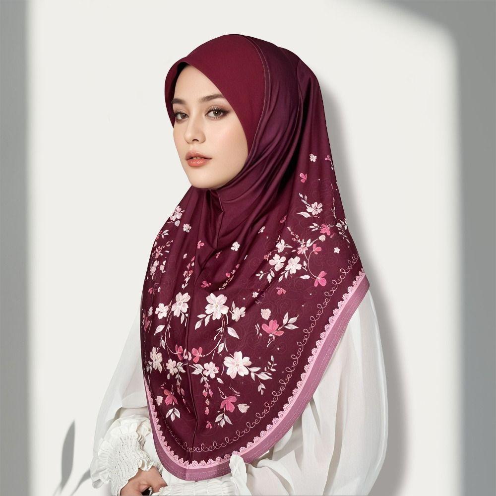 Breathable Printed Arab Lady Headscarf Adjustable Hijab Head Wrap Women