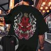 2026 New Trend Hip Hop Bold Flame Evil Ghost Dark Print Mens and Womens Short Sleeve Loose Plus Size Crew Neck TShirt