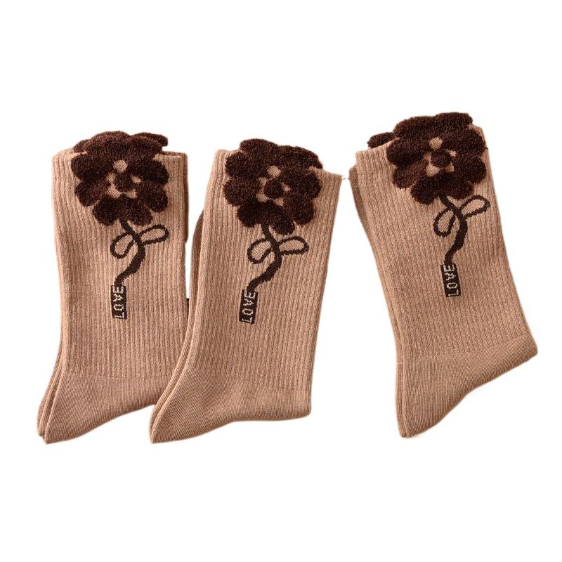 

Женские осенне-зимние носки до середины икры, милые носки с мишками каваи, теплые носки, 3 пары 3 Pairs