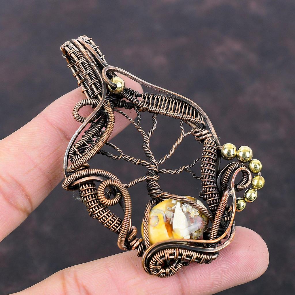 Tree Of Life Brecciated Mookaite Pendant Copper Wire Wrapped Jewelry Handmade Pendant Gemstone Jewelry Copper Wire Wrap Pendant Gift For Mom