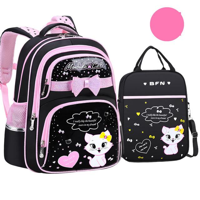 New Korean Primary PU leather School Bag 2020 Fashion Cute Girls With Cute Cat Orthopaedic Waterproof Backpack