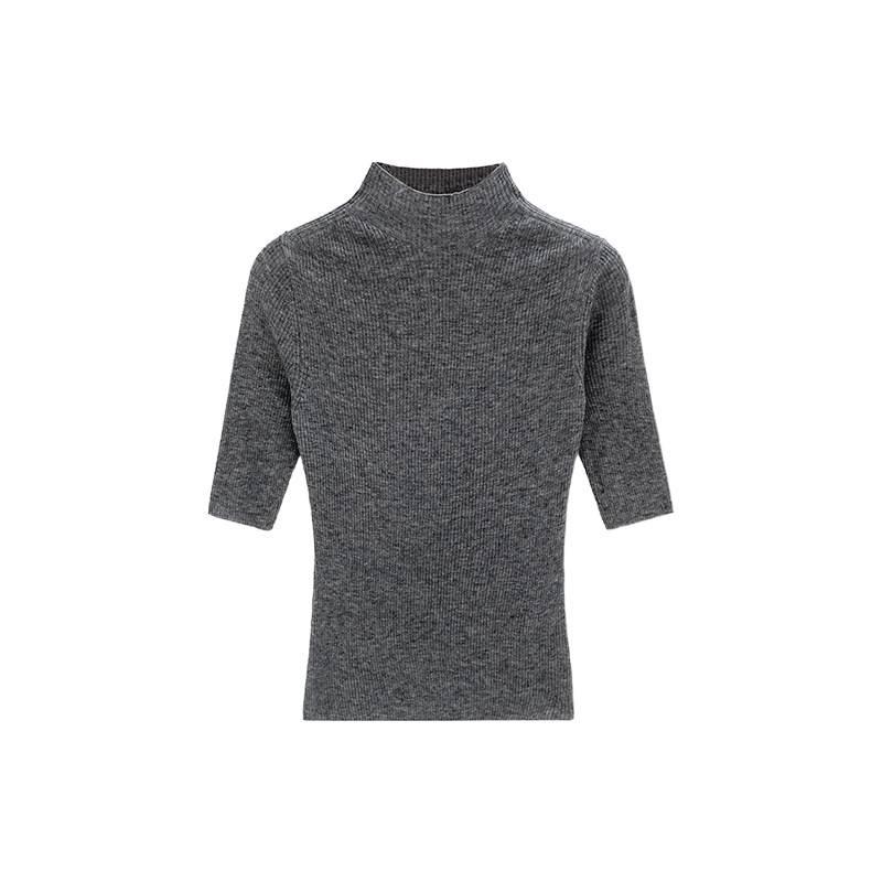Korean Chic Elegant Half-High Neck Slim Fit Mid-Sleeve Knit Top for Women - 2026 New Arrival
