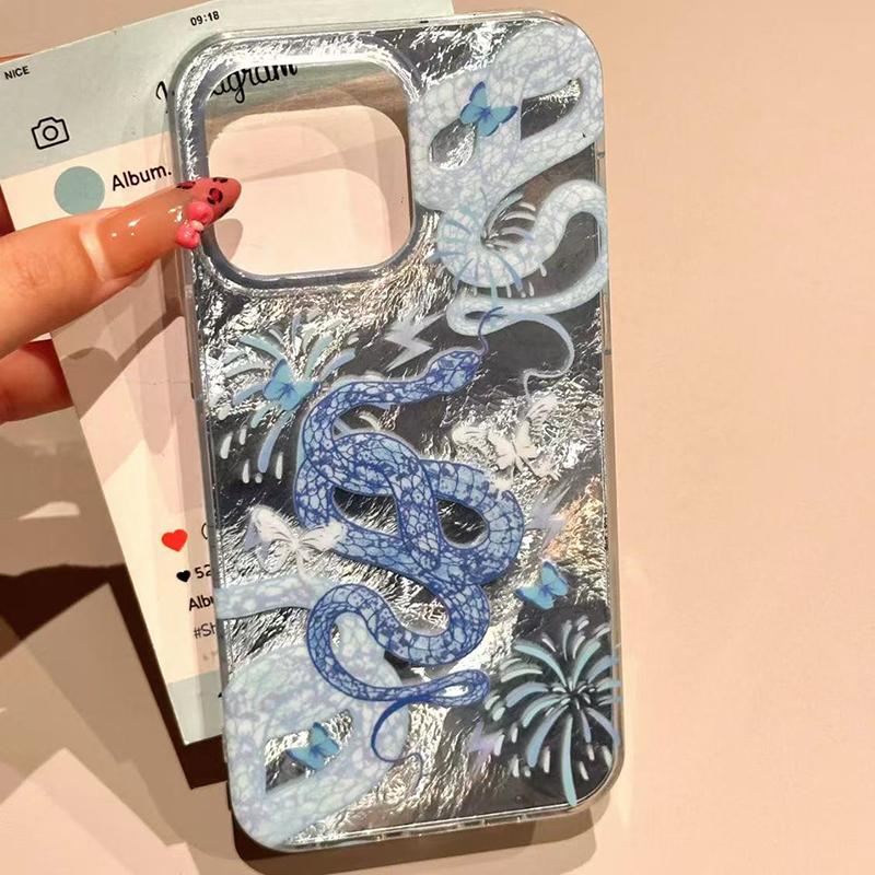 Luxus Neujahr Wirbelmuster Glitzer Schlange Handyhülle Für iPhone 17 16 15 Pro Max 14 13 12 11 Pro XS X 7 8 Plus Silikonhülle