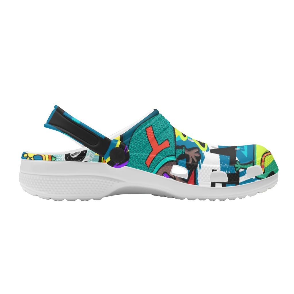 Unisex Colorful EVA Clogs Printed Lightweight Breathable Slip On Garden Shoes Beach Pool Bathroom Home Slippers Shower Use