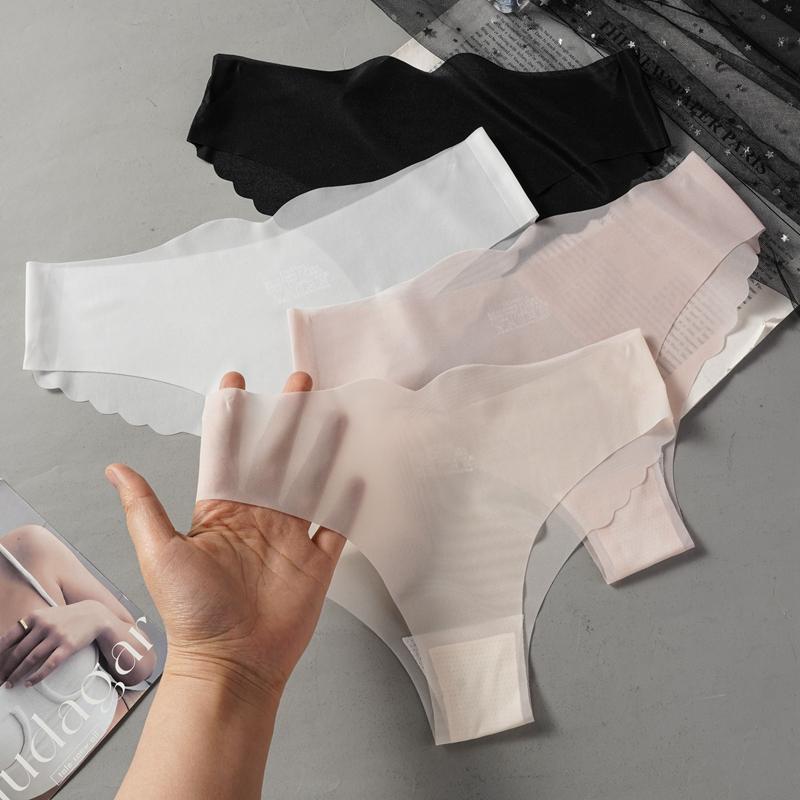 1/3/4 Pezzi Mutandine Sexy Trasparenti a Vita Bassa da Donna Senza Cuciture Tinta Unita Traspiranti ad Asciugatura Rapida Lingerie