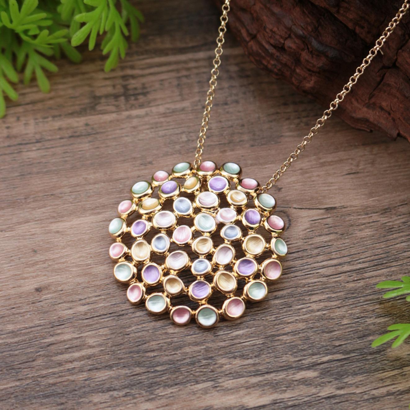 

Enamel geometric flower pendant, women s high sense versatile irregular flower necklace