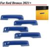 5PCS Blue Exterior Door Handle Shell Frame Decor Covers Trim For Ford Bronco 21+