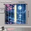 Set Of 2 Flat Printing Curtain Sakura Moon Versatile Durable Polyester Without Electricity Summer Party Decorations Carnival