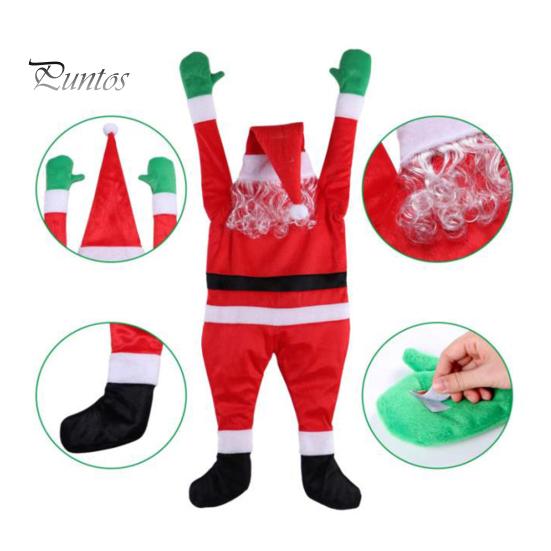 Santa Claus Wall Climbing Decoration Christmas Velvet Santa Climbing Window Wall Door Figurine Xmas Hanger for Home Dorm Fireplace