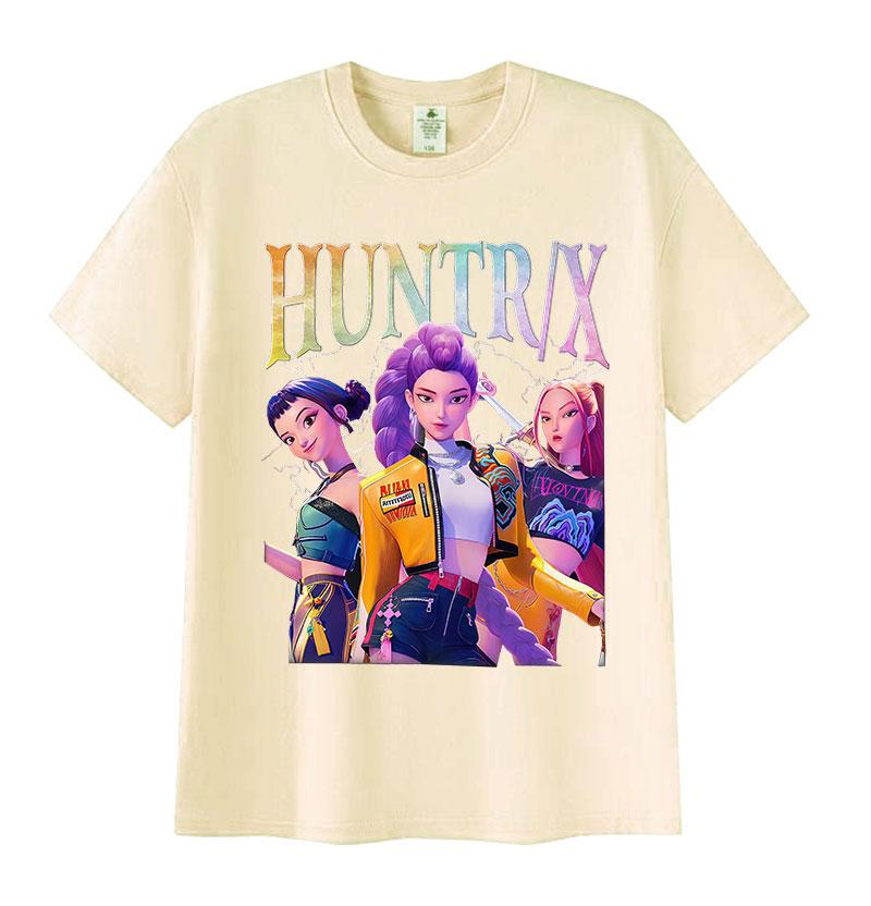 Huntrix Kpop Demon Hunters 2025 Summer Movie Graphic 100 Pure Cotton Printed Tshirt Men Women Aesthetic Fashion Oversized Y2k