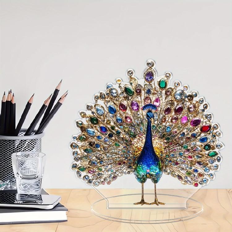 Acrylic Peacocks Statue Figurines Table Centerpieces Animal Figurines Sculptures Table Ornament for Home Office Decors
