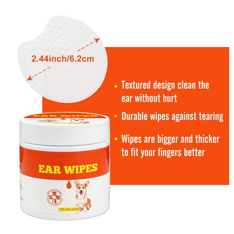 100Pcs Pet Remove Dirt From Eyes And Ears Wipes Dog Cat Earwax Clean Ears Odor Remover Pets Wet Tissue Cleaning Tools Supplies