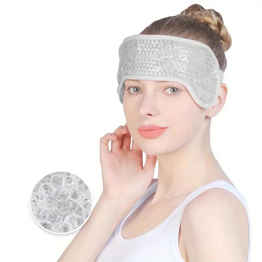 Hot/Cold Gel Bead Migraine Wrap Ice Pack with Gel Bead Soft Plush Backing Ice Wrap for Headaches Stress Relief SPA Massager