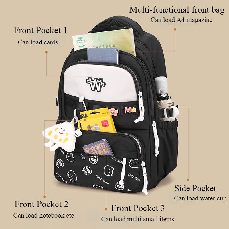 Zaino per studenti delle medie JLD Nuovo Cartone animato carino Spallaccio regolabile Ragazza adolescente Borse scolastiche Nylon Impermeabile Robusto Durevole Borsa per libri per alunni