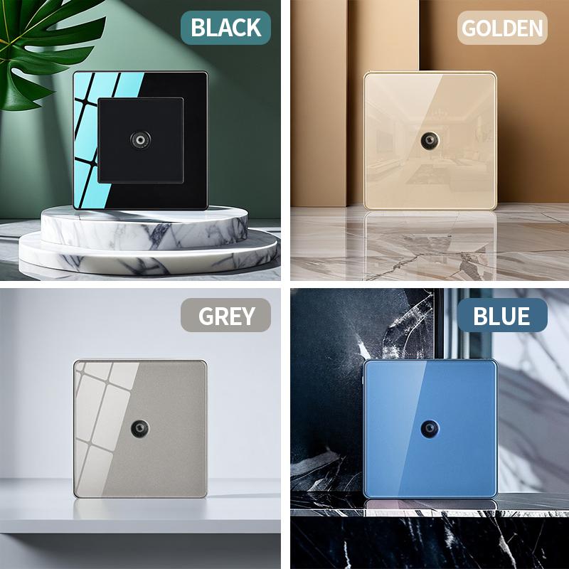 86mm Tempered Glass Wall Switch Socket Panel EU French UK Standard USB Charging Port 1/2/3/4 Gang Push Button Rocker Switch