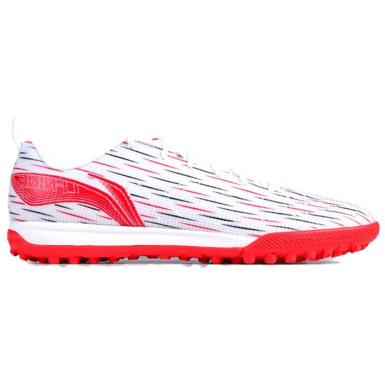 Li-Ning Bequem Trendig TF (Gummistollen) Kunstrasen PU Rutschfest Abriebfest Fußballschuhe Herren Fußballschuhe Weiß Rot ASFU061-4