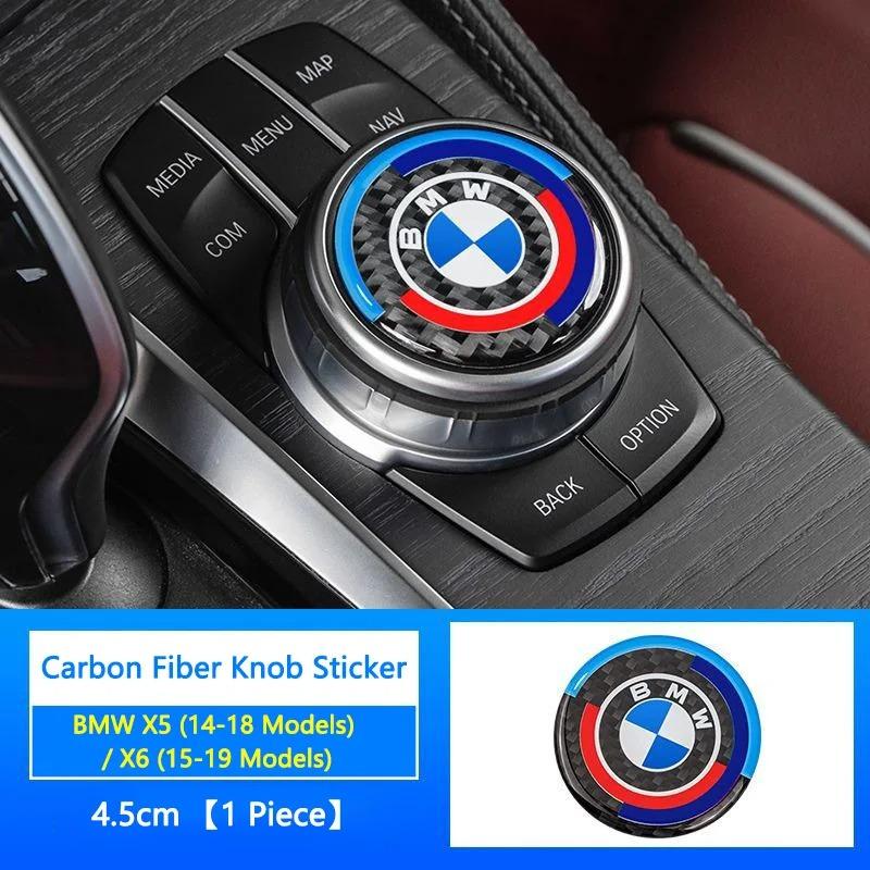 4.5CM 4.8CM Carbon Fibre Car Center Console Knob Stickers Decoration Accessories For BMW 1 2 3 4 5 6 Series GT Z4 X3 X4 X5 X6 X7 bzvm78