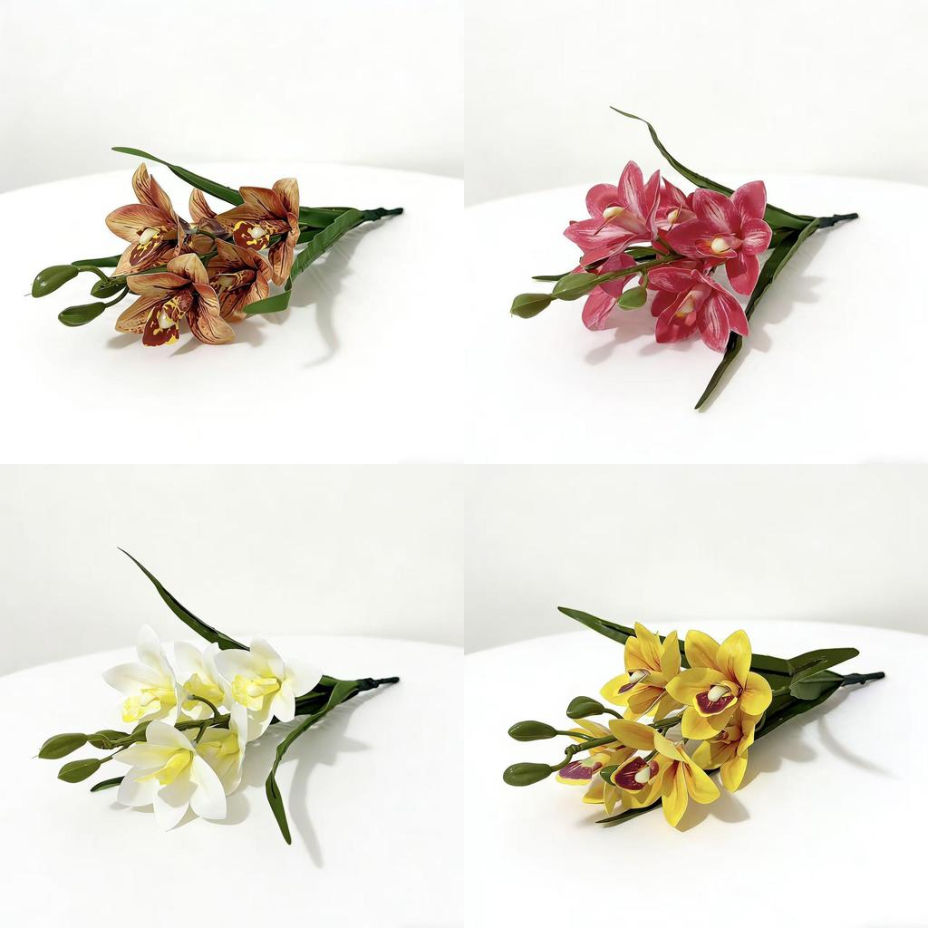 Artificial Cymbidium Faberi Rolfe Flower Home Decor Wedding Arrangement With Plastic Material For Event Use