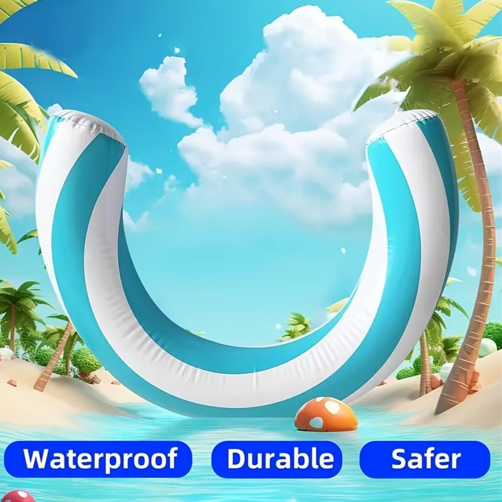 1Pc/2Pcs Inflatable Arc-Shaped Pool Float - Waterproof, Durable, And Safer PVC Pool Float, Suitable For Summer Entertainment, Tropical Beach Design