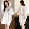 Ropa de Dormir Cómoda de Verano para Mujer Botones Delanteros Seda de Hielo Ropa para el Hogar Suelta Casual Estampada para Descansar