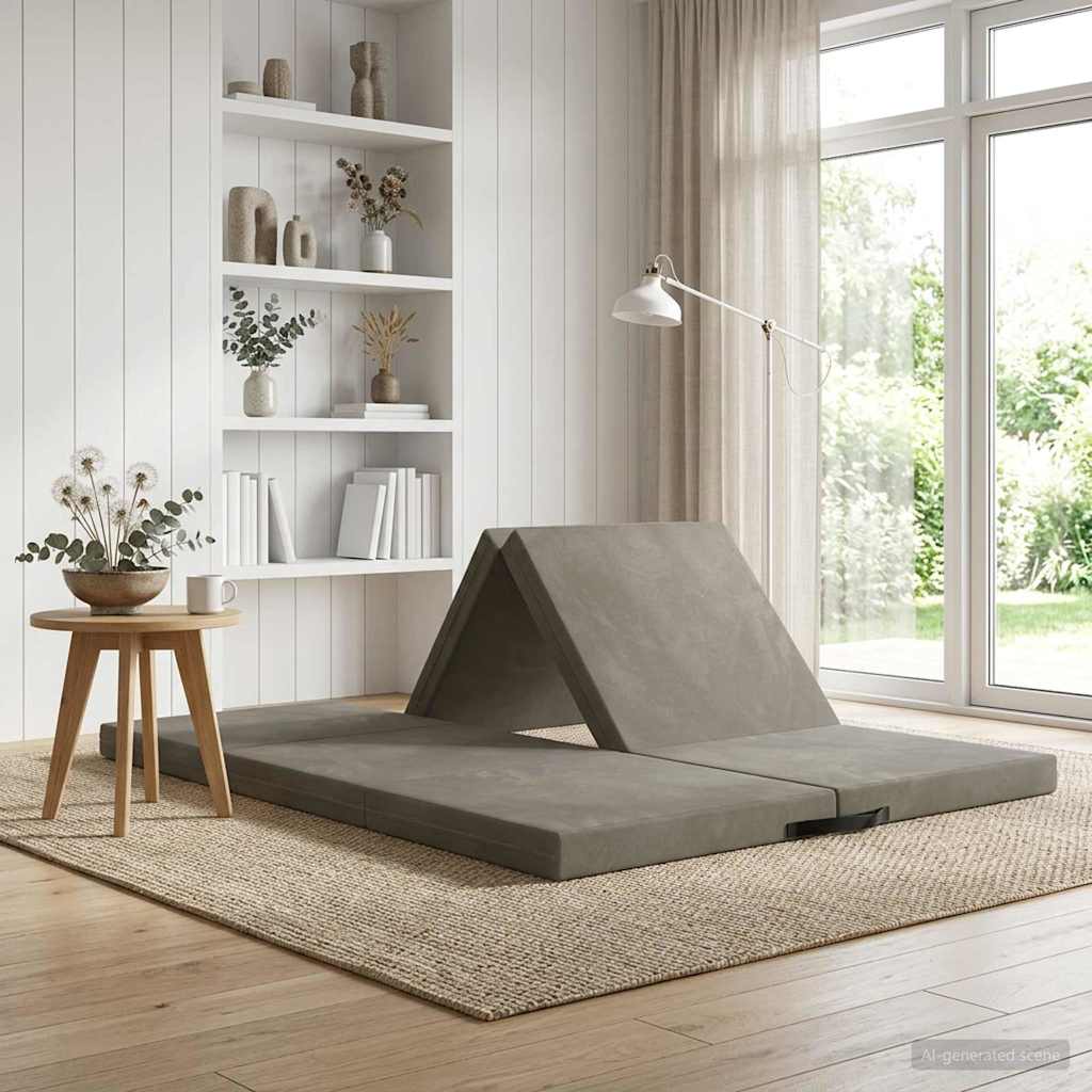 Folding Sofa Bed 140 x 67 x 45 cm Light Grey