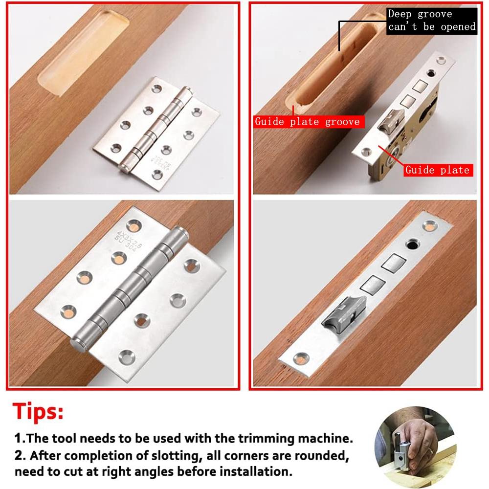 Türscharnier-Bohrschablone Holzbearbeitung Lochöffner Schlitzfräsanschlag Holztürscharnierlochführung Türschloss-Bohrschablone für Türschlossinstallation