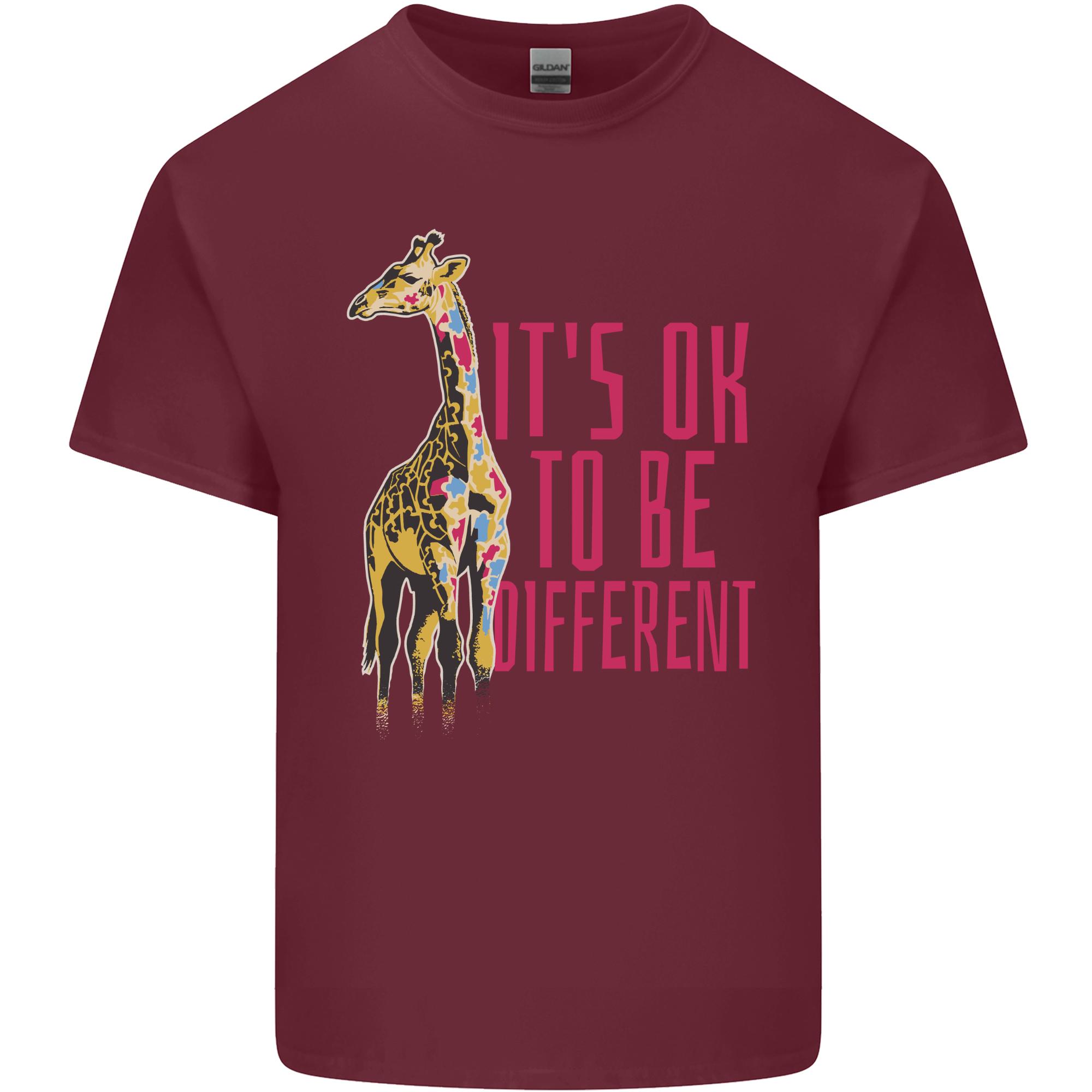 Giraffe Autism Its Okay to Be Different Unisexs Light Cotton TShirt S