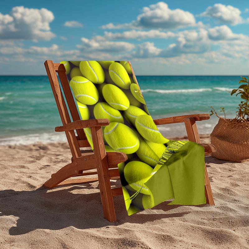 Ultra Soft Beach Towel with tennis Theme,Ideal for Pool,Camping, Diving,Perfect Travel Essential, Vibrant Beach Towel.