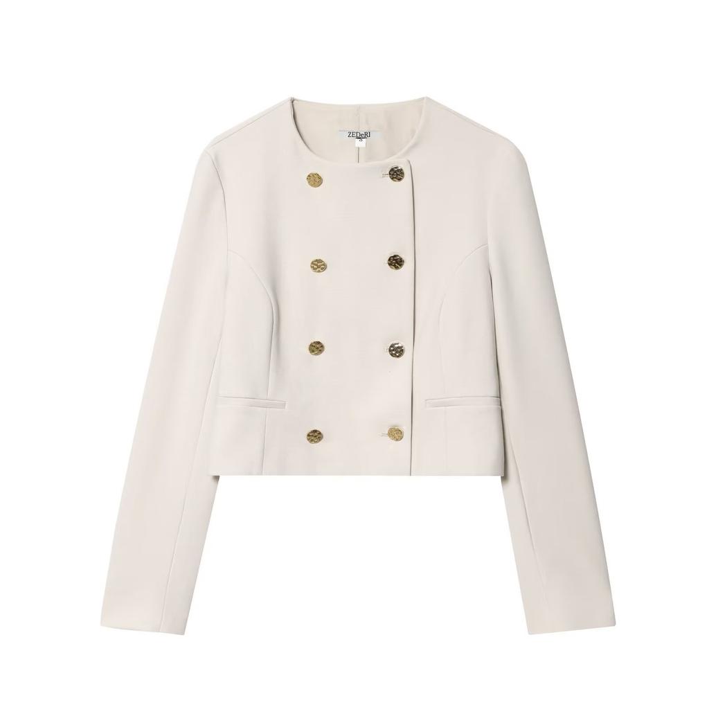 European-American style belt ankle pants 8372249 short double-collar blazer 8372449