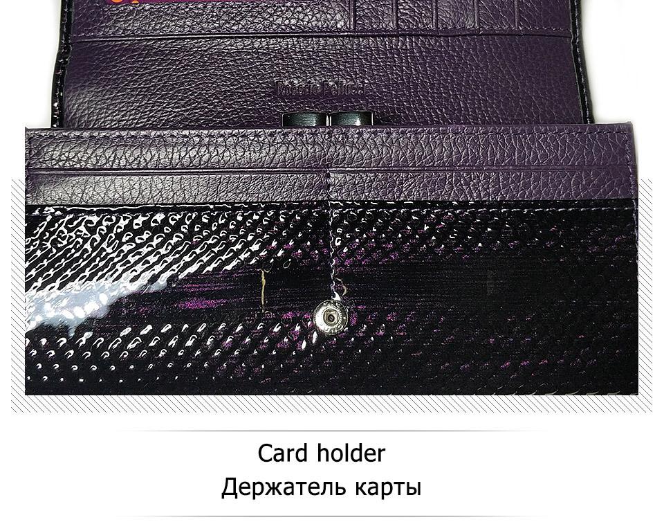 Women's Crocodile Pattern Genuine Leather Wallet: Patent Design, Multi-Card Slots, Large Capacity Coin Purse with Snap Button.