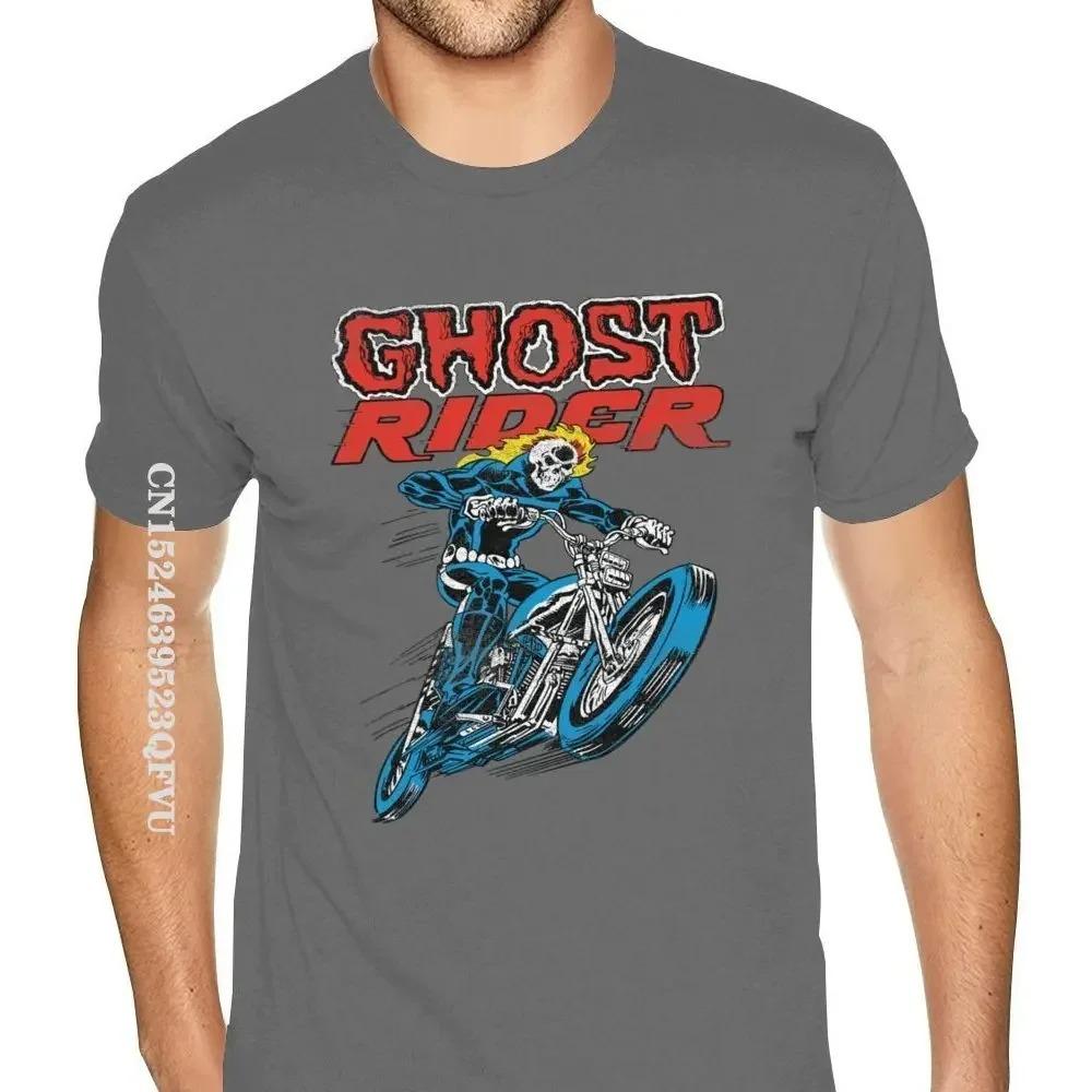 Lovely Ghost Rider Tee Shirts Men's Top Quality Gothic Style Anime Tshirt Pure Cotton Crew T-Shirts Punk Style