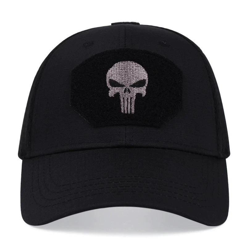 New Summer Camouflage Skull Baseball Mesh Cap Adjustable Airsoft Outdoor Tactical Hiking Casquette Hats For Men Women