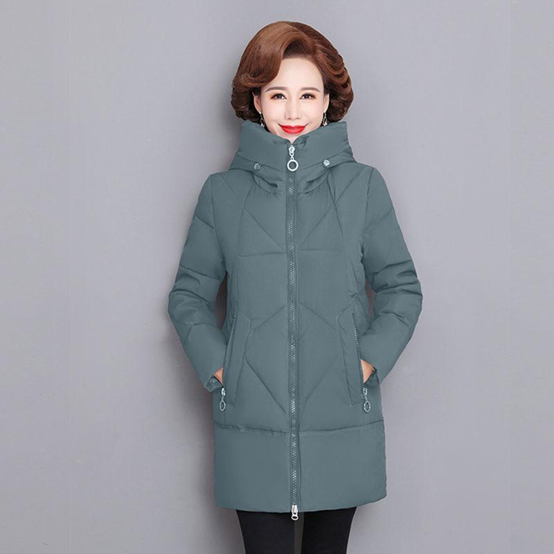 Women's Winter Jacket Middle-aged Mother New Cotton Padded Jacket Autumn Winter Long Hooded Warm Parka