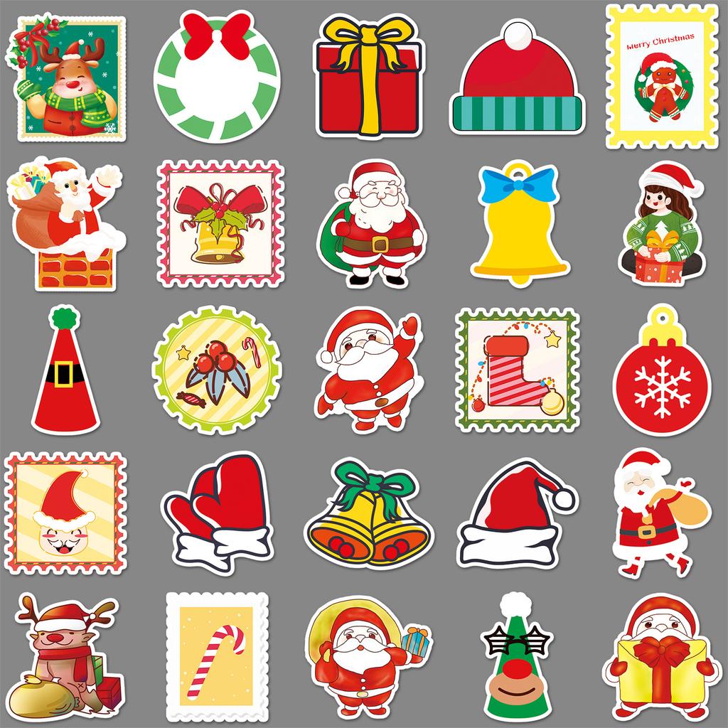 50 Christmas Cartoon Doodle Festival Guka Scooter Laptop Suitcase Decoration Waterproof Stickers