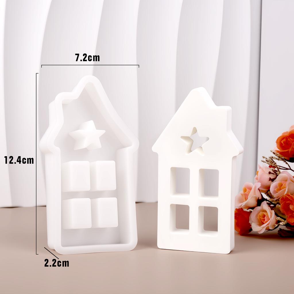 Star Heart House Silicone Molds Light Heart Houses Concrete Moulds Casting Molds Home Decoration Resin Candle Casting Mould