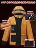 Peakwell Thick Ribbed Jacket with Fleece Lining for and Outdoor Outerwear Size Men's Warmth, Workwear, Motorcycle, Commuting, Winter, Casual, (Black,