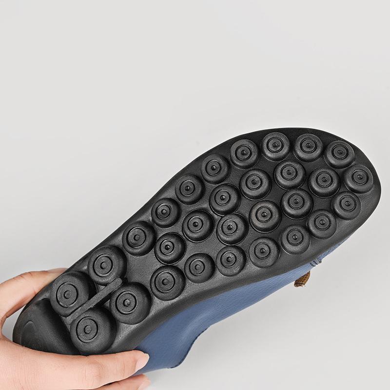 fashion Women's Genuine Leather Mother Ladies Shoes Flats Loafers Ballerina Lace Up Soft Moccains Plus Size 2024