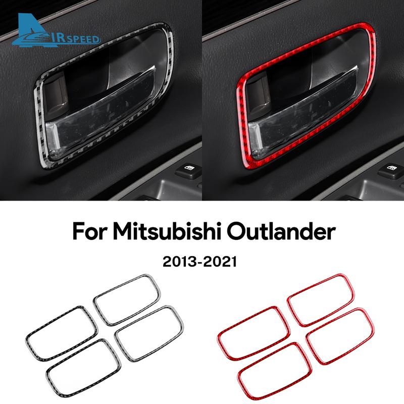 Real Soft Carbon Fiber Sticker For Mitsubishi Outlander 2013-2018 LHD RHD Car Door Inner Handle Frame Accessories