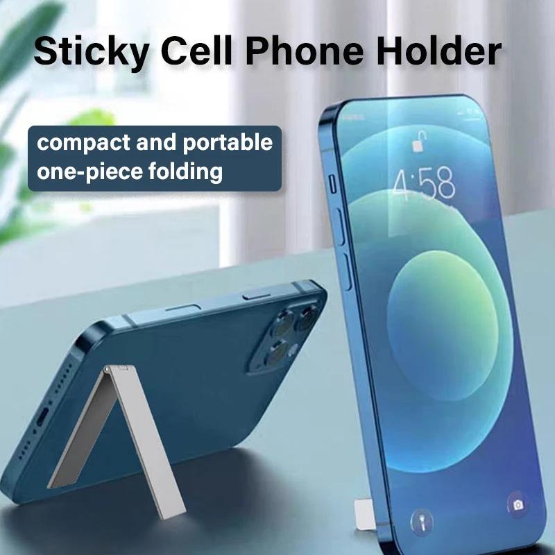 Ultra-Thin Metal Folding Phone Holder Alloy Invisible Back Stick Phone Desktop Holder Portable Mobile Support Phone Stand