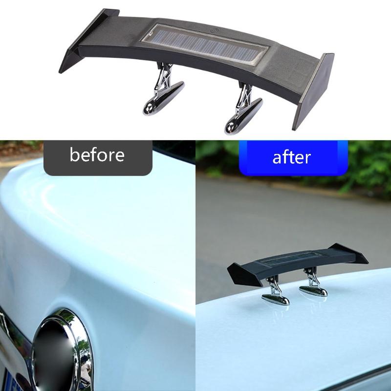Adjustable Solar LED Rear Spoiler Wing Racing Flashing Lamp Air Deflector Decor