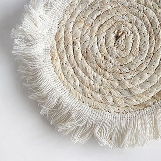 7Pcs/Set Bohemian Straw Woven Wall Decoration Home Office Living Room Bedroom Background Wall Art Rustic Natural Wicker Weave Ornament